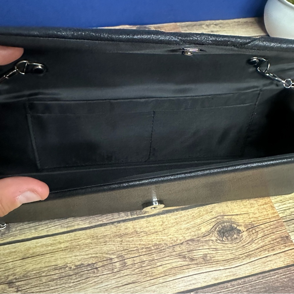 EUC Elegant Black Clutch with Chain Strap for Bridesmaid or Special Occasion - Picture 7 of 14